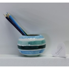 Portamatite Tondo in Porcellana di Capodimonte Colore Blu