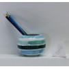 Portamatite Tondo in Porcellana di Capodimonte Colore Blu