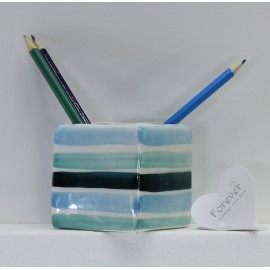 Portamatite rettangolare in Porcellana di Capodimonte Colore Blu