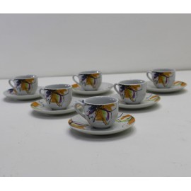 Servizio 6 Tazze da Caffè Ele con Piattino in Porcellana Multicolor