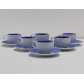 Servizio 6 Tazze da Caffè con Piattino in Porcellana Decoro Azzurro