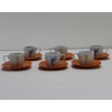 Servizio 6 Tazze da Caffè in Porcellana con Piattino Color Arancio