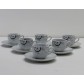 Servizio 6 Tazze da Caffè in Porcellana con Piattino Decoro Nero e Grigio