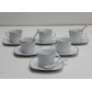 Set 6 Tazze Quadre da Caffè in Porcellana con Piattino Decoro Filo Argento