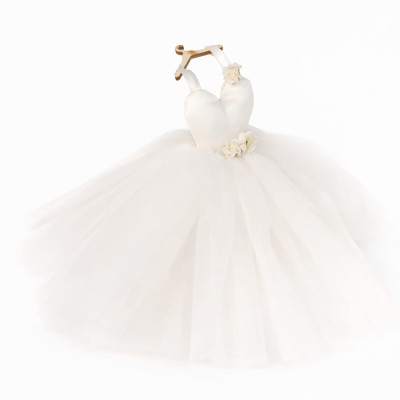 Appendino Profuma Ambiente Vestito in Raso e Tulle Bianco | Fiori Decorativi | 5x20 cm