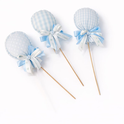 Palloncini Profumati in Cotone Azzurro su Bastoncino | Fantasie Assortite | 10x25 cm | Nascita