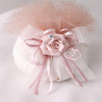Pouff Profumato Raso Tulle Brillantinato Rosa Capodimonte – Panna o Cipria