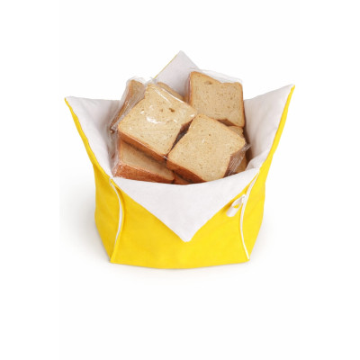 Cestino Portapane Cotone Bicolore Giallo Bianco 15x15 H18 cm