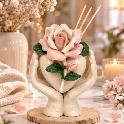 Profumatore Porcellana Capodimonte Mani con Rosa H 13 cm | Regalo