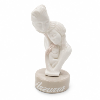 Scultura in Ceramica Personalizzabile H 16 cm – Abbraccio con Nome su Base | Colore a Scelta