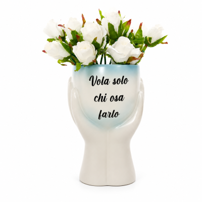 Vaso in Ceramica H 18 cm con Mani e Frase Personalizzata – Vari Colori | Idea Regalo Unica