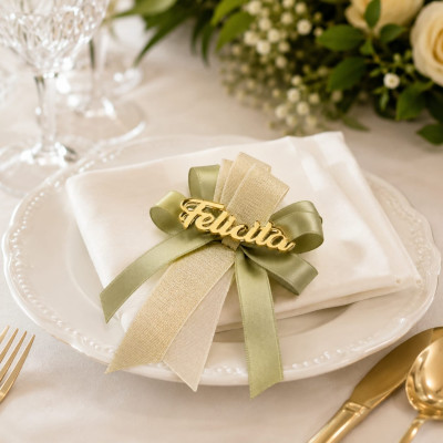 Segnaposto Nome Plex Oro 6 cm con Calamita e Nastro | Personalizzato