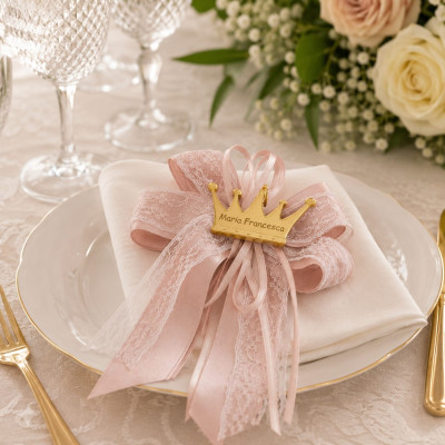 Segnaposto Corona Nome Plex Oro 6 cm con Calamita | Personalizzato