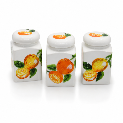 Set 3 Barattoli Ceramica Agrumi in Rilievo Artigianali – Forever Italia Idea Regalo