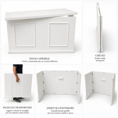 Tavolo da Catering Richiudibile 162x61 h90 cm