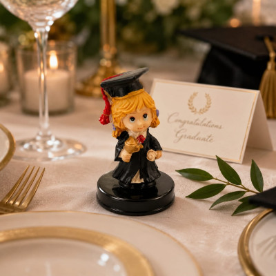 Segnaposto Laurea Bambina Resina 3x7cm | Statuina Toga Trofeo Bomboniera