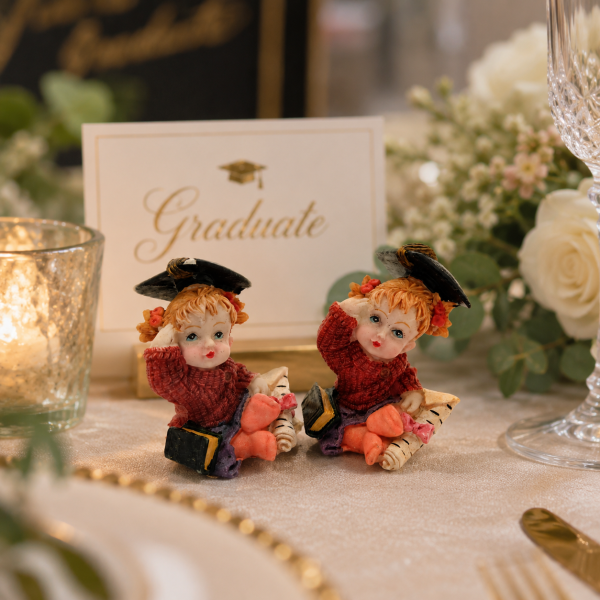 Segnaposto Laurea Bambina Laureata in Resina 3x5cm - Statuina Tocco Libro Diploma Bomboniera Festa Laurea Tavolo Donna Coppia