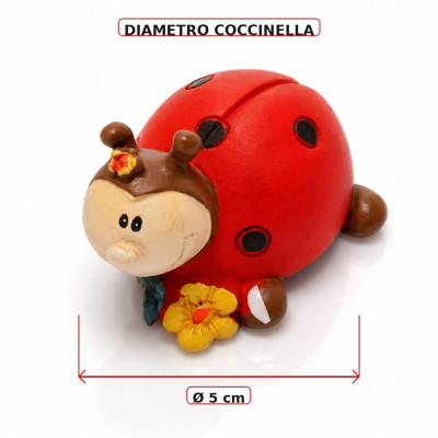 Segnaposto Coccinella Resina D5cm | Statuina Portafortuna Bomboniera Fiore