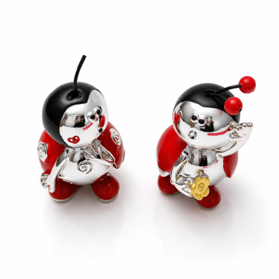 Segnaposto Coccinella Silver Resina 2x6cm | Statuina Argentata Bomboniera