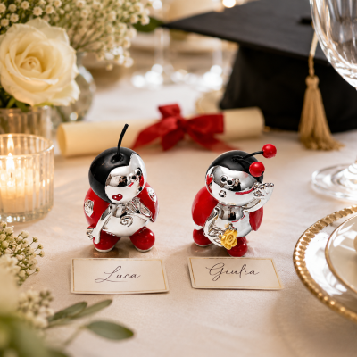 Segnaposto Coccinella Silver Resina 2x6cm | Statuina Argentata Bomboniera