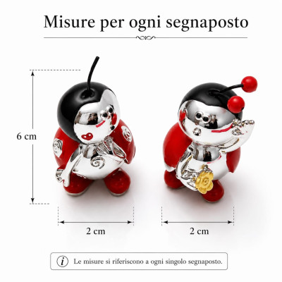 Segnaposto Coccinella Silver Resina 2x6cm | Statuina Argentata Bomboniera