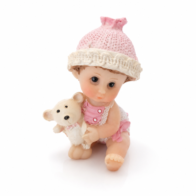Segnaposto Baby Shower Bambina Resina 3x6cm | Statuina Orsetto Battesimo