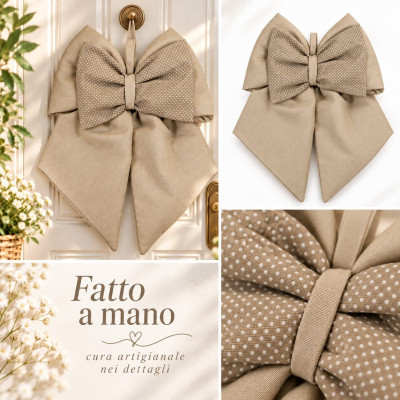 Fiocco Fuoriporta in Cotone Fatto a Mano 35x40 cm | Beige a Pois