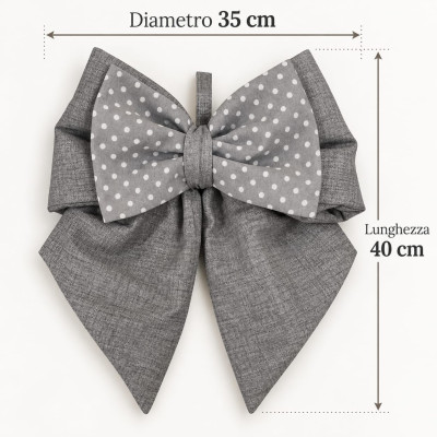 Fiocco Fuoriporta in Cotone Fatto a Mano 35x40 cm | Grigio a Pois