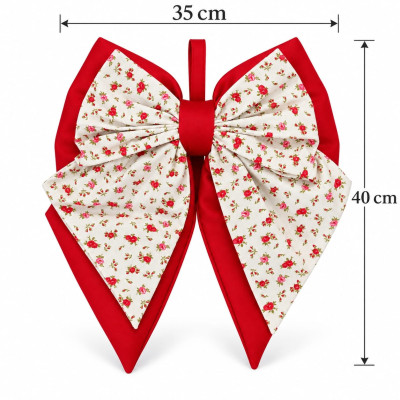 Fiocco Fuoriporta in Cotone Fatto a Mano 35x40 cm | Rosso a Roselline