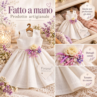 Profuma Biancheria Vestitino Fatto a Mano in Cotone | 4 Colori