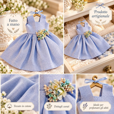 Profuma Biancheria Vestitino Fatto a Mano in Cotone | 4 Colori
